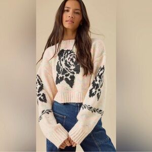 Altar'd State Selina Rose Stitched Sweater, NWT Size XXL, Cropped, Oversized